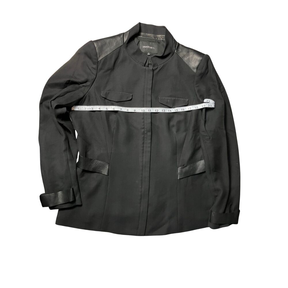 Lafayette 148 New York Black Jacket with Leather Trim – Size 16 - Picture 6 of 9